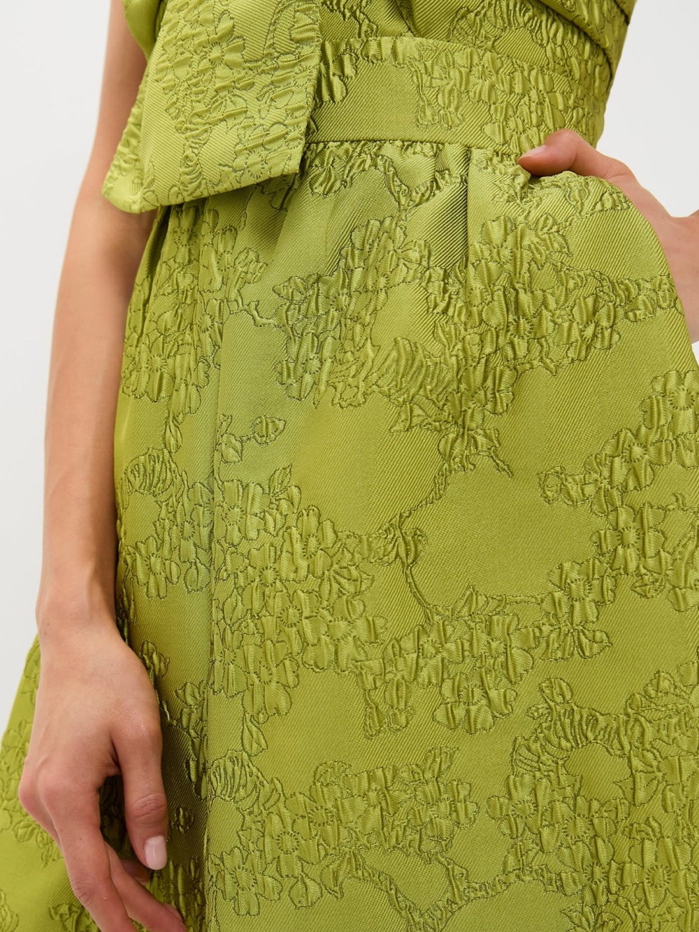 Tuckernuck Strapless Bow-Front Midi Dress in Chartreuse - Picture 4 of 6